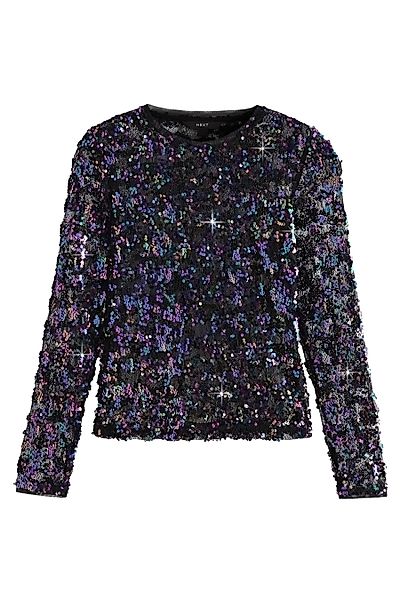 Next Paillettenshirt Langärmeliges Spitzenoberteil mit Pailletten günstig online kaufen