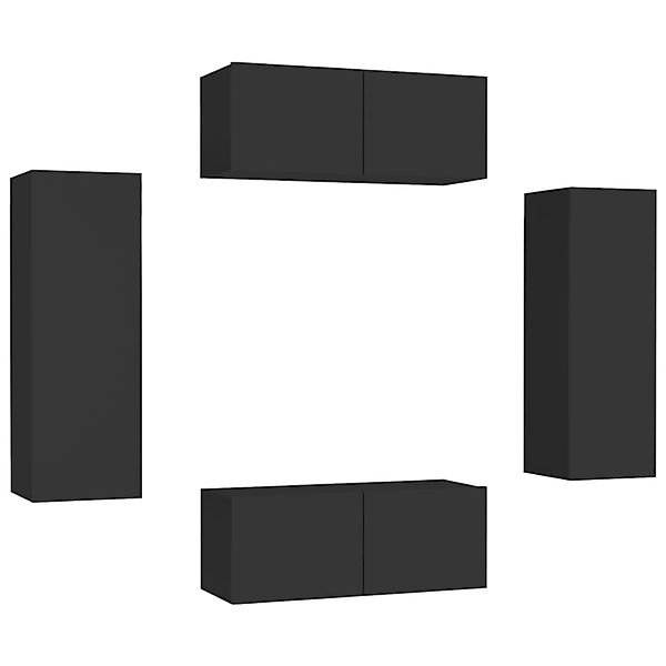 VidaXL 4-tlg. TV-Schrank-Set Schwarz Holzwerkstoff 10 günstig online kaufen