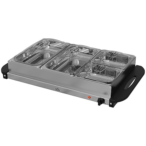 HOMCOM Buffetwärmer 6,8L Warmhalteplatte 300 Watt Edelstahl Speisewärmer mi günstig online kaufen