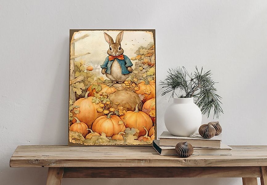 queence Alu-Dibond-Druck "Hase", Hase-Weihnachten, (1 St.), Kürbisse, Natur günstig online kaufen