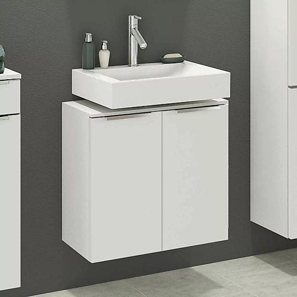Weißer Waschbeckenunterschrank mit zwei Türen 60 cm breit günstig online kaufen