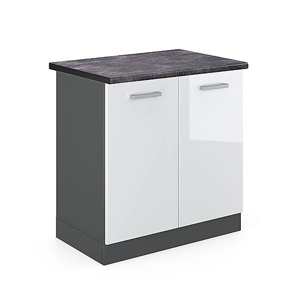 Vicco Spülenunterschrank R-Line, Weiß Hochglanz/Anthrazit, 80 günstig online kaufen