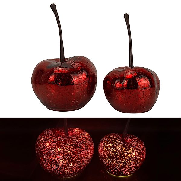 Online-Fuchs LED-Dekofigur 2 Kirschen mit LED-Lichterkette günstig online kaufen