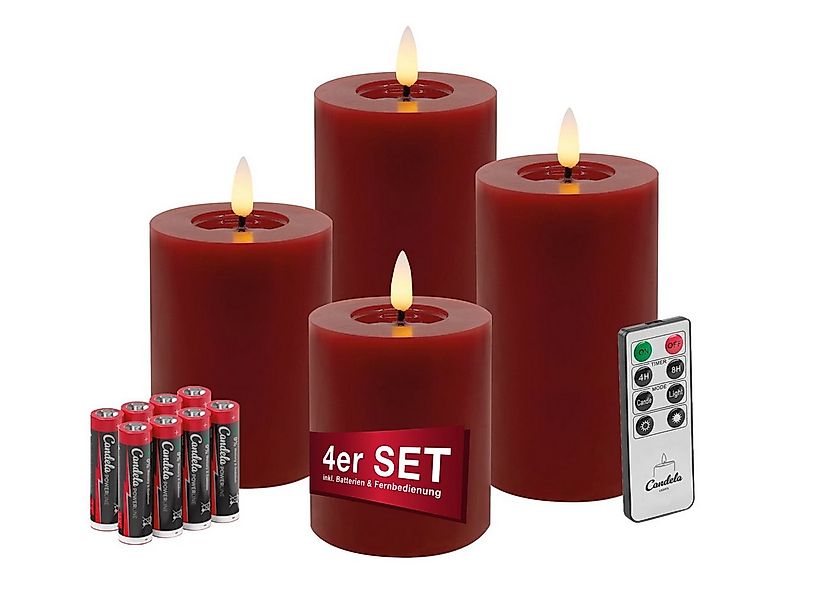 LC Home LED-Kerze Candela Lights LED Kerzen Echtwachs 4erSet mit Fernbedien günstig online kaufen