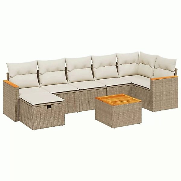 vidaXL 8-tlg Garten-Sofagarnitur mit Kissen Beige Poly Rattan Modell 210 günstig online kaufen