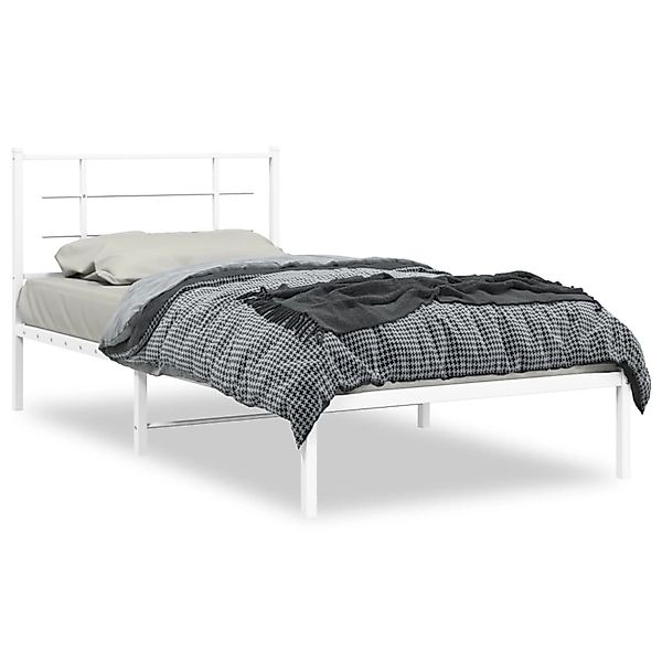 vidaXL Bettgestell mit Kopfteil Metall Weiß 107x203 cm 355606 günstig online kaufen