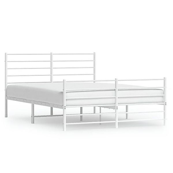 vidaXL Bettgestell, Bettrahmen mit Kopf- und Fußteil Metall Weiß 140x200 cm günstig online kaufen