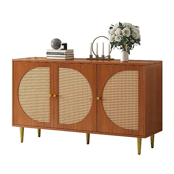 Yorbay Sideboard Kommode, Rattan-Sideboard mit 3Türen günstig online kaufen