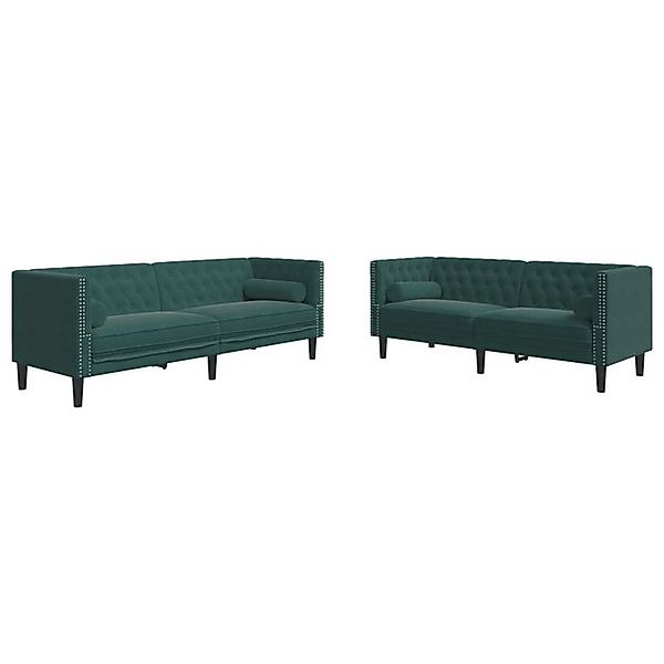 vidaXL Chesterfield-Sofa, 2-tlg. Chesterfield-Sofa-Set mit Nackenrollen Dun günstig online kaufen