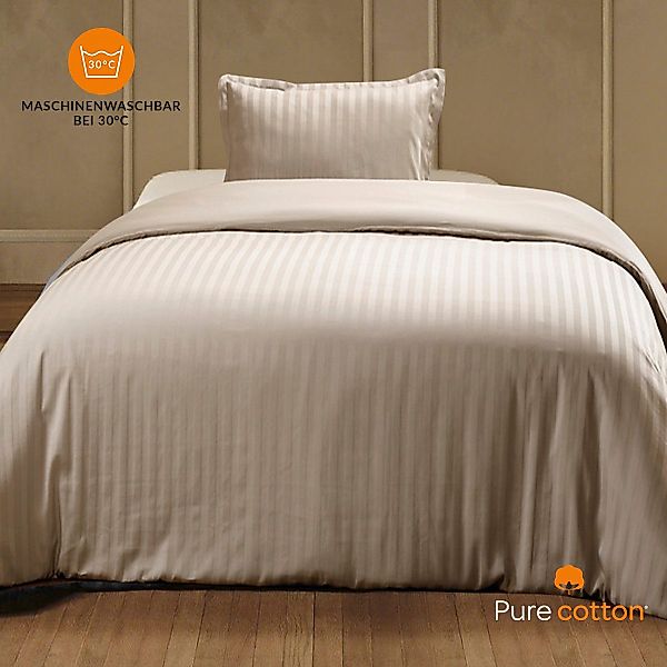 Pure cottom Bettwäsche Satin-Bettwäsche taupe, Baumwoll-Satin, günstig online kaufen