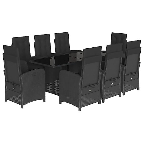 vidaXL 9-Tlg Garten-Essgruppe mit Kissen Schwarz Poly Rattan 3212252 günstig online kaufen