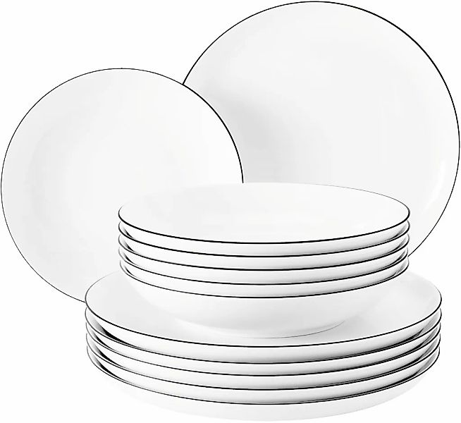 Seltmann Weiden Tafelservice "Teller Set, Geschirr-Set Lido Black Line" Tel günstig online kaufen