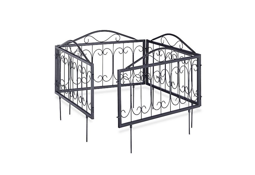 relaxdays Beetbegrenzung Beetzaun Metall 4er Set GOTH, A günstig online kaufen