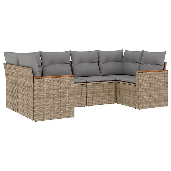 vidaXL 6-Tlg Garten-Sofagarnitur mit Kissen Beige Poly Rattan 3258664 günstig online kaufen