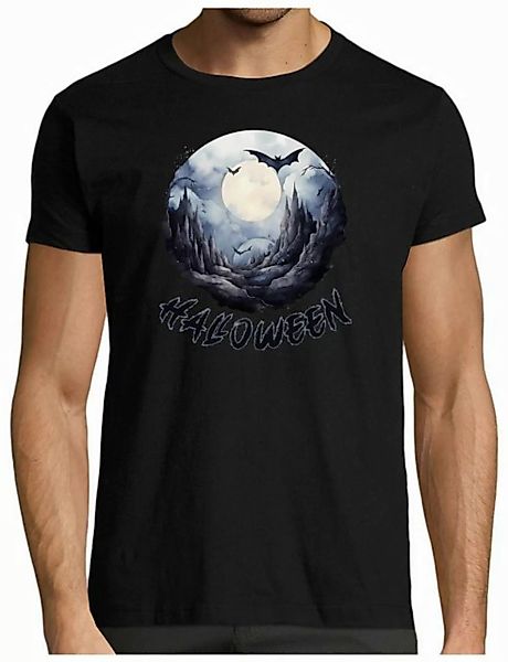 MyDesign24 T-Shirt Herren Halloween Shirt - Mond und Fledermaus Motiv Baumw günstig online kaufen