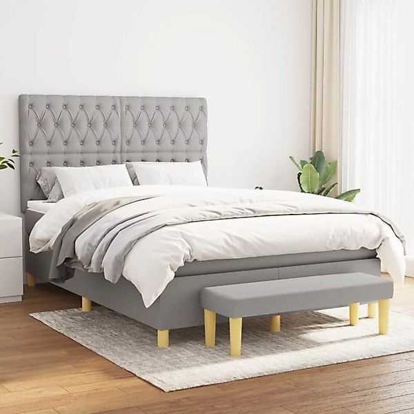 Vidaxl Boxspringbett Mit Matratze Hellgrau 140x200 Cm Stoff günstig online kaufen