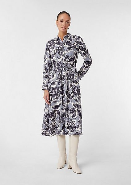 comma Maxikleid Kleid Hemdblusenkleid in Midi-Länge mit Bindegürtel günstig online kaufen