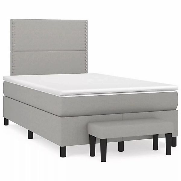 vidaXL Boxspringbett Boxspringbett mit Matratze Hellgrau 120x200 cm Stoff B günstig online kaufen