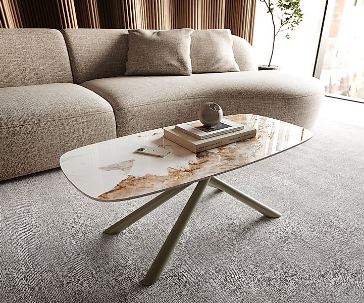 Couchtisch Edge Boot 100x50 cm Keramik Minas Melange Sarity Metall Effektfi günstig online kaufen