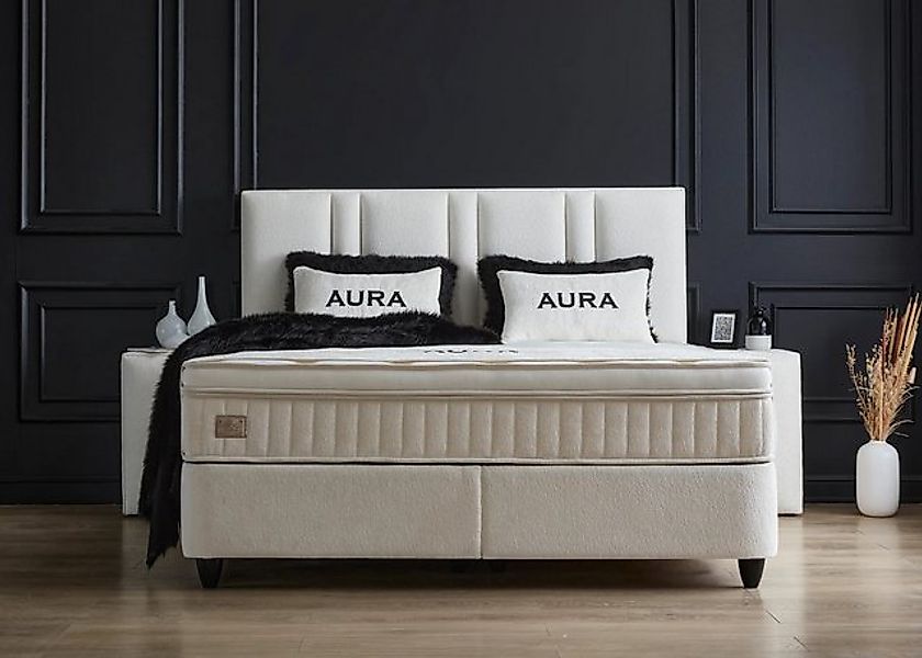 abc bedding Boxspringbett Komfortbett AURA mit stilvollem Samtbezug in weiß günstig online kaufen