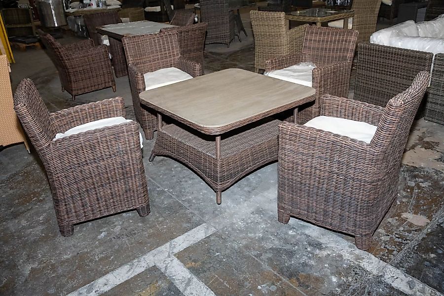 #HBM 2799: WPC Tisch Pandora + 4x Stuhl St. Augustiin-braun-meliert günstig online kaufen