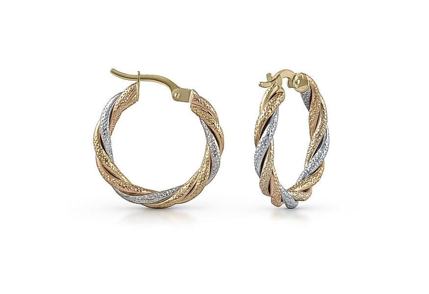 Fascination by Ellen K. Paar Creolen Gold 585 dreifarbig 21mm Durchmesser günstig online kaufen