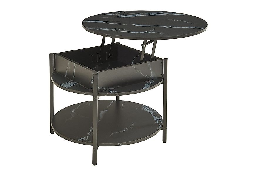 en.casa Couchtisch, »Kandas« mit Hebeplatte rund 70 x 49 cm Marmoroptik, sc günstig online kaufen