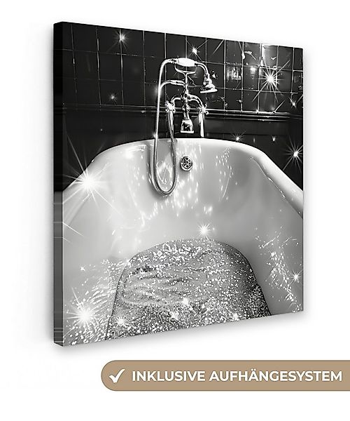 OneMillionCanvasses® Leinwandbild Badewanne - Glitzer - Schwarz und weiß - günstig online kaufen