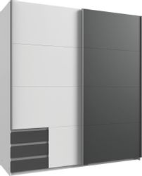 Schwebetürenschrank inkl. 3 Schubladen EMDEN von Wimex Weiß / Graphit günstig online kaufen