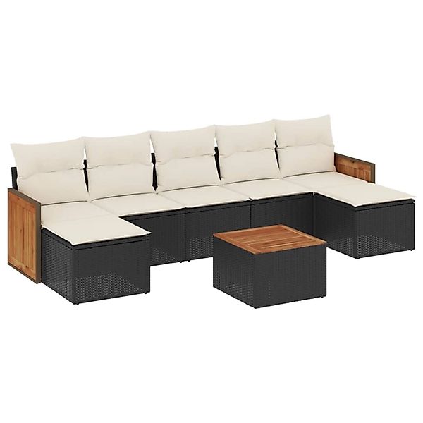 vidaXL 8-Tlg Garten-Sofagarnitur mit Kissen Schwarz Poly Rattan 3227918 günstig online kaufen
