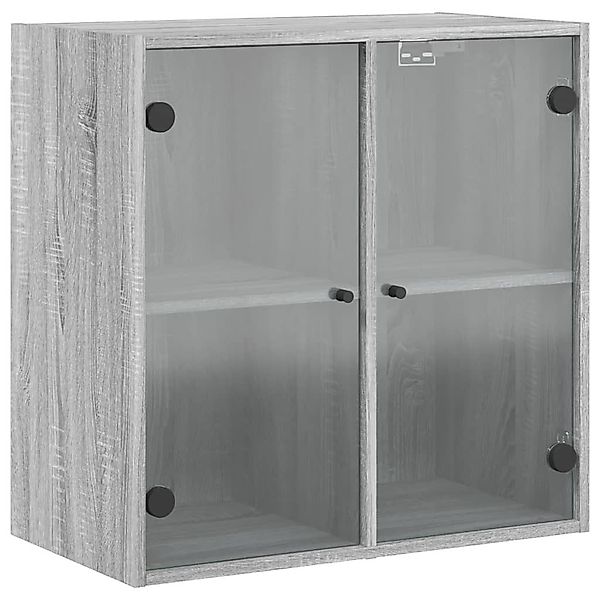 vidaXL Glashängeschrank Wandschrank mit Glastüren Grau günstig online kaufen