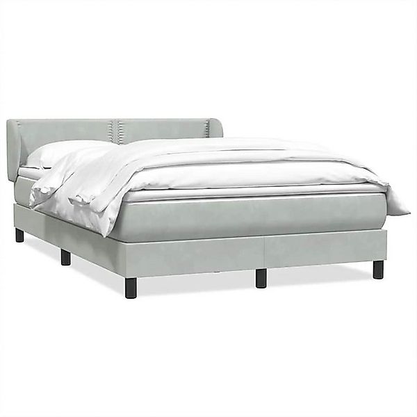 vidaXL Boxspringbett, Boxspringbett mit Matratze Hellgrau 140x210 cm Samt günstig online kaufen