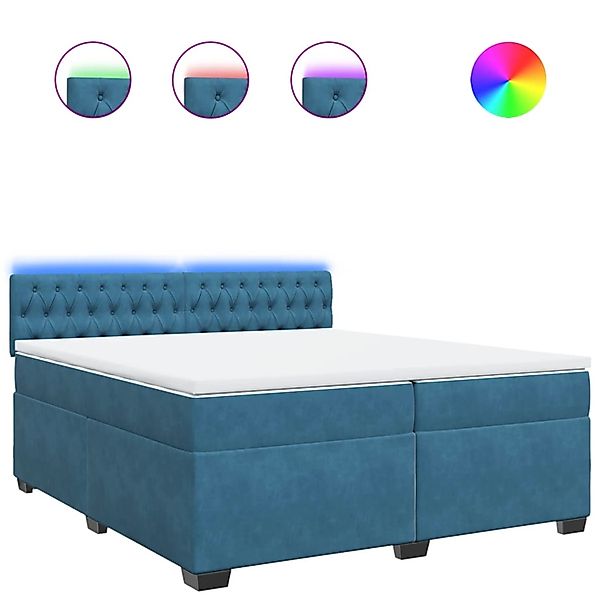 vidaXL Boxspringbett mit Matratze Blau 200x200 cm Samt 3288712 günstig online kaufen