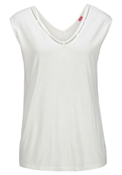 s.Oliver T-Shirt mit Zierbändern am Ausschnitt, Kurzarmshirt, sommerlich günstig online kaufen