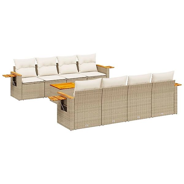 vidaXL 9-Tlg Garten-Sofagarnitur mit Kissen Beige Poly Rattan 3259062 günstig online kaufen