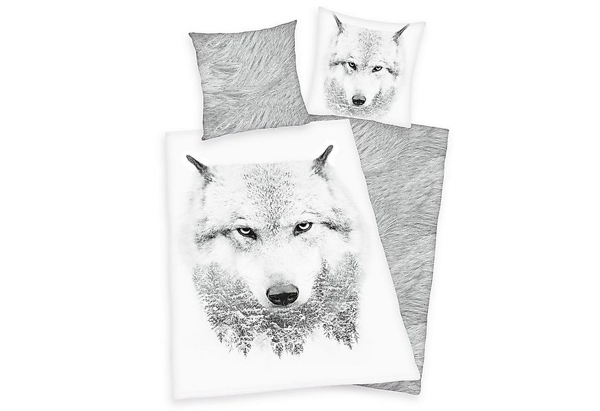 Herding Kinderbettwäsche Flanell Bettwäsche Set mit Wolf 135 x 200 cm 80 x günstig online kaufen