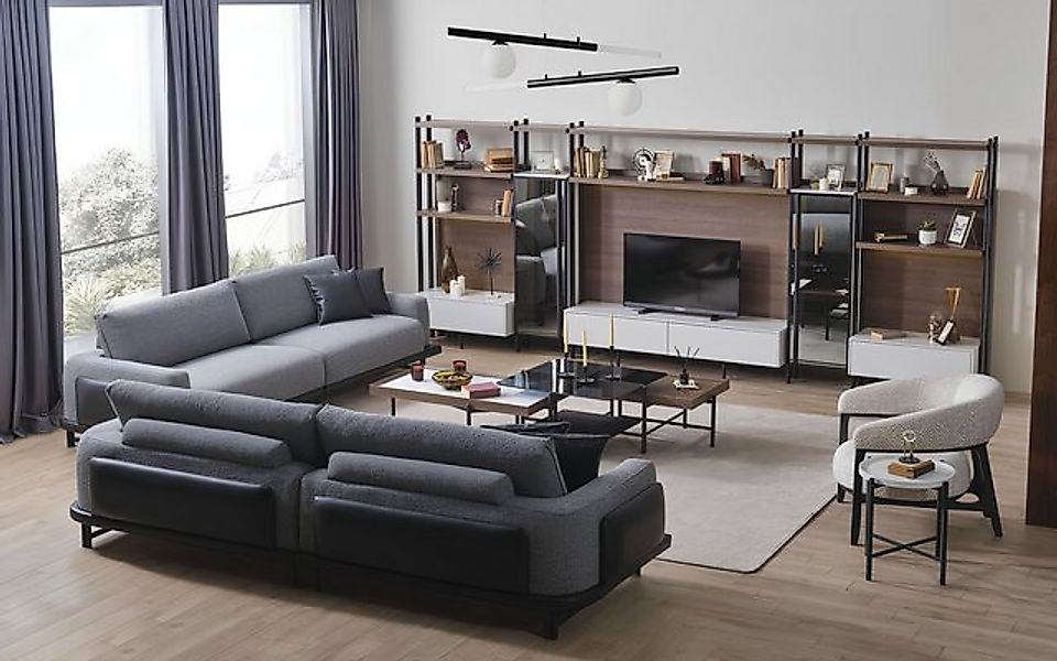 Xlmoebel Sofa Wohnzimmer-Set mit 3-Sitzer-Sofa und 3 Couchtischen, luxuriös günstig online kaufen