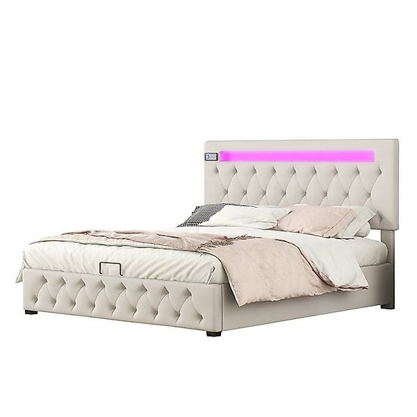 REDOM Polsterbett Doppelbett Plattformbett Kidnerzimmer Jugendzimmer (Beige günstig online kaufen