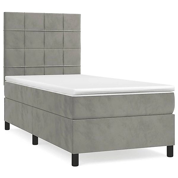 vidaXL Boxspringbett mit Matratze Hellgrau 90x200 cm Samt 3143001 günstig online kaufen