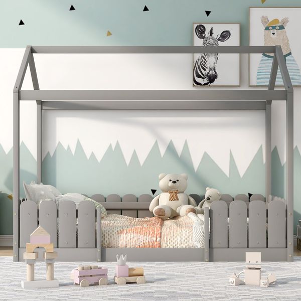 Flieks Kinderbett (1-tlg), Hausbett Kiefernholz 90x200cm günstig online kaufen