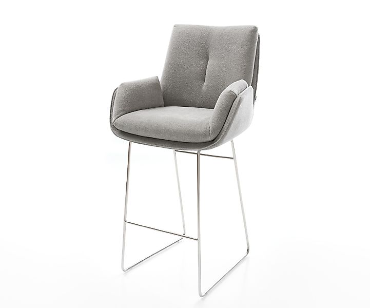 Barstuhl Clea-Flex Strukturstoff Soft Grau Kufengestell Edelstahl Taschenfe günstig online kaufen