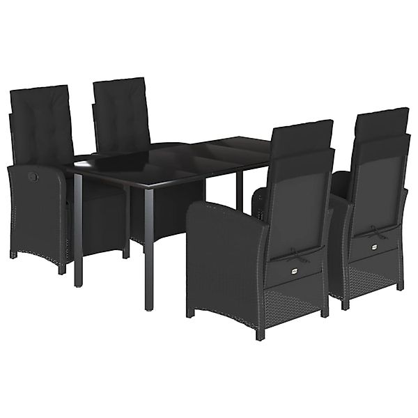 vidaXL 5-Tlg Garten-Essgruppe mit Kissen Schwarz Poly Rattan 3212538 günstig online kaufen