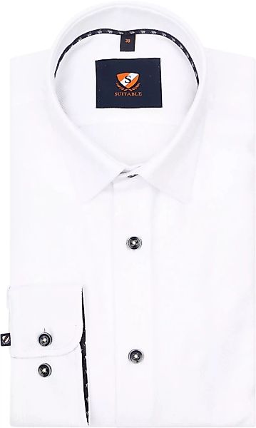 Suitable Slim-Fit Hemd Pique Weiß 267-1 - Größe 39 günstig online kaufen