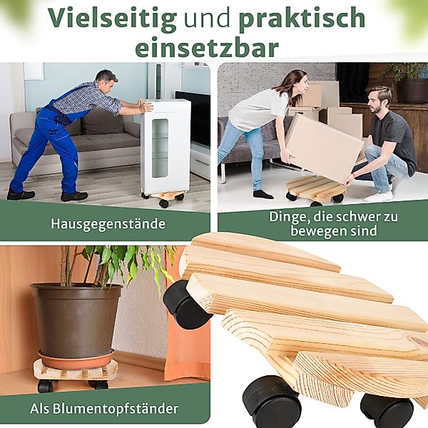 Oramics Pflanzenroller Blumentopfuntersetzer Rund Massivholz Ø30 günstig online kaufen
