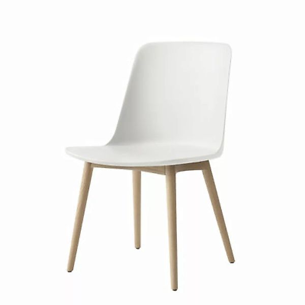 Stuhl Rely HW71 plastikmaterial weiß holz natur / Recycling-Kunststoff & Ho günstig online kaufen