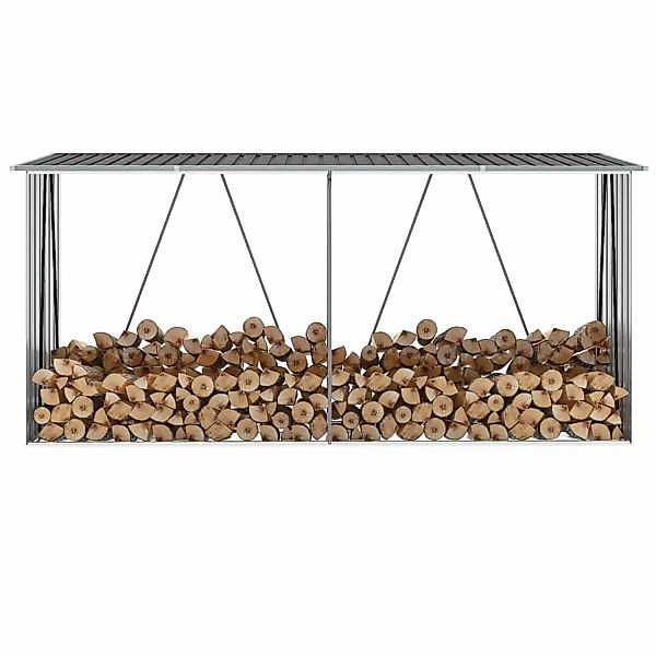 vidaXL Brennholzlager Verzinkter Stahl 330x84x152 cm Anthrazit günstig online kaufen