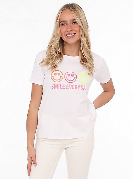 Zwillingsherz T-Shirt "Smile everyday" mit motivierendem Schriftzug günstig online kaufen