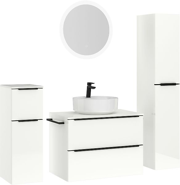 nobilia® Badmöbel-Set »Alvene«, (4 St., vormontiert, mit Soft-Close), Hochg günstig online kaufen