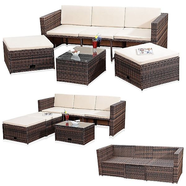 Feel2Home Garten-Essgruppe Polyrattan Lounge Rattanmöbel Sitzgruppe günstig online kaufen