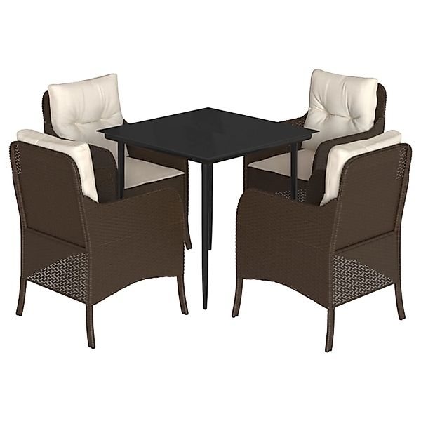 vidaXL 5-Tlg Garten-Essgruppe mit Kissen Braun Poly Rattan 3211935 günstig online kaufen
